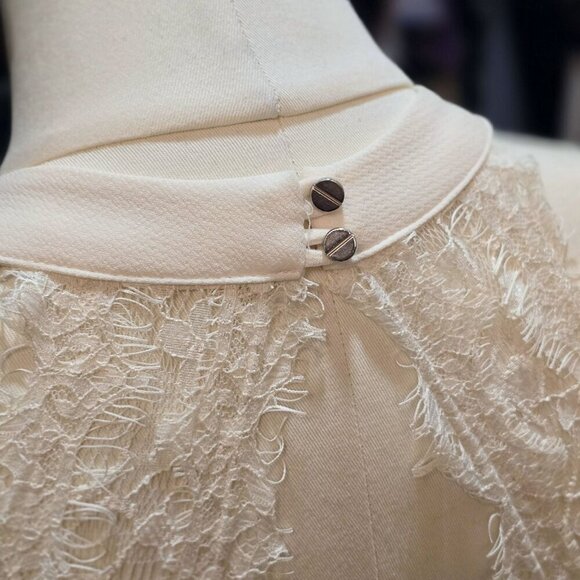 BCBGeneration ✦ Ivory Lace Halter Mini Dress ✦ Bridal Boho Cocktail Romance Sz 0 - Picture 7 of 15